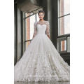 Neueste Kleider Alibaba Elegant Tulle Weiß 3/4 Langarm Eine Linie Brautkleider Vestidos de Novia Kleid Flowers2016 LWA02